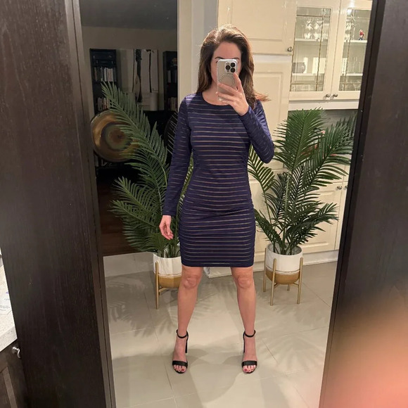 NEW Navy  Striped Dress, Reiss, US 6 - Picture 1 of 5